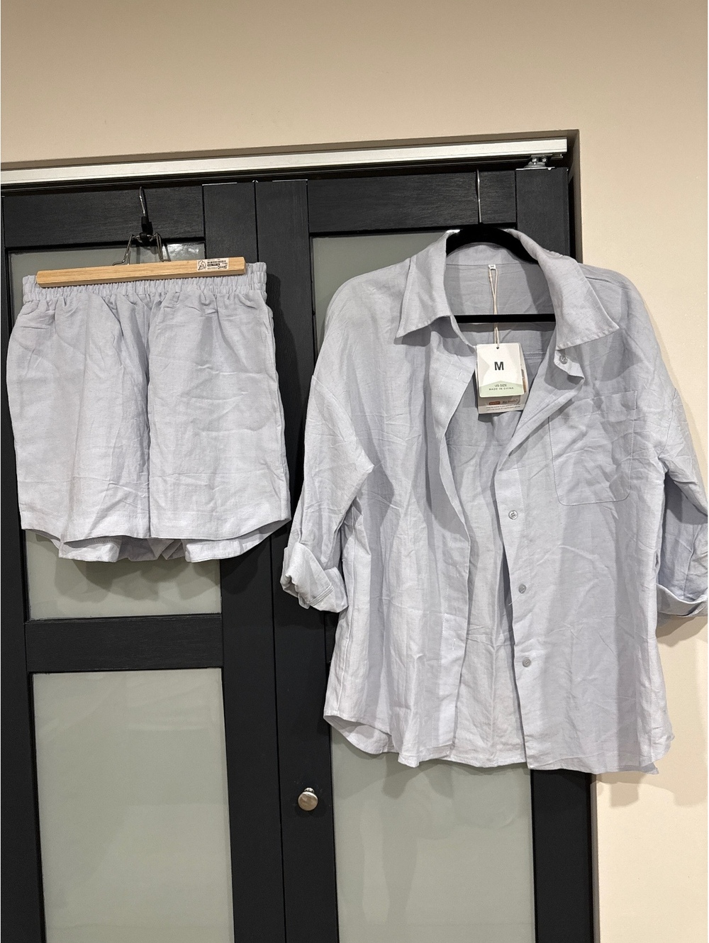 Two-piece shorts & button-up set
